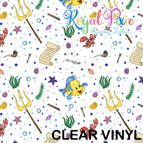 Vinyl Retail - Clear - Princess Mermaid Sketch GLITTER