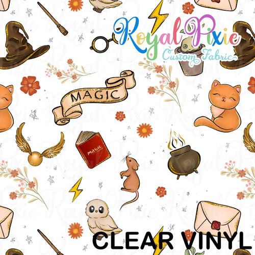 Vinyl Retail - Clear - Wizard School Ginger Cat GLITTER