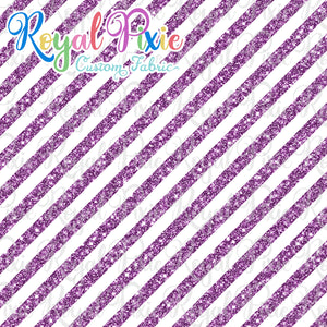 Permanent Preorder - 1/2" Glitter Stripes Diagonal - White/Purple