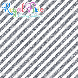 Permanent Preorder - 1/2" Glitter Stripes Diagonal - White/Silver