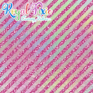 Permanent Preorder - 1/2" Glitter Stripes Diagonal - Iridescent/Pink