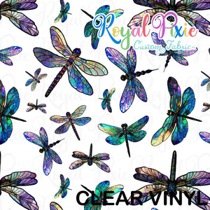 Vinyl Retail - Clear - Stained Glass Dragonflies GLITTER