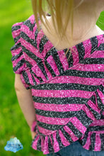 Load image into Gallery viewer, Permanent Preorder - 1/2&quot; Glitter Stripes - Black/Dark Pink