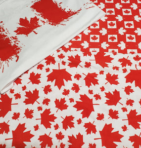 Retail Bamboo Spandex Pack - 1 Yard Maple Leaves Scattered, 1 Yard Checkerboard Maple Leaves, 1 Adult Panel Flag
