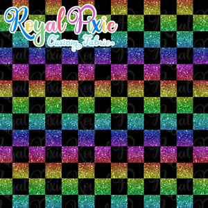 Permanent Preorder - Squares (Checkerboard) - Glitter Rainbow
