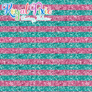 Permanent Preorder - 1/2" Glitter Stripes - Aqua/Pink