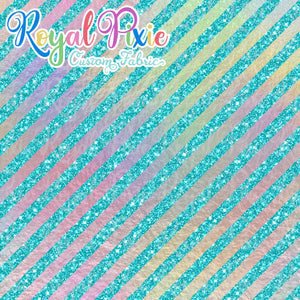 Permanent Preorder - 1/2" Glitter Stripes Diagonal - Iridescent/Aqua