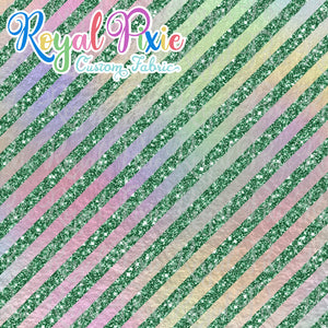 Permanent Preorder - 1/2" Glitter Stripes Diagonal - Iridescent/Green