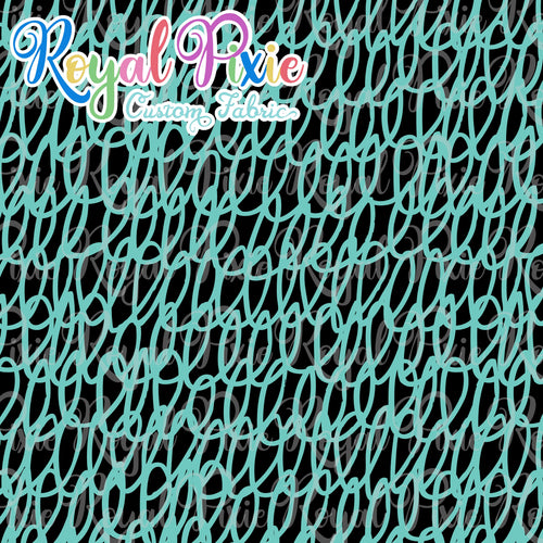 Permanent Preorder - Coords - Scribble Lines with Black - Aqua - RP Color