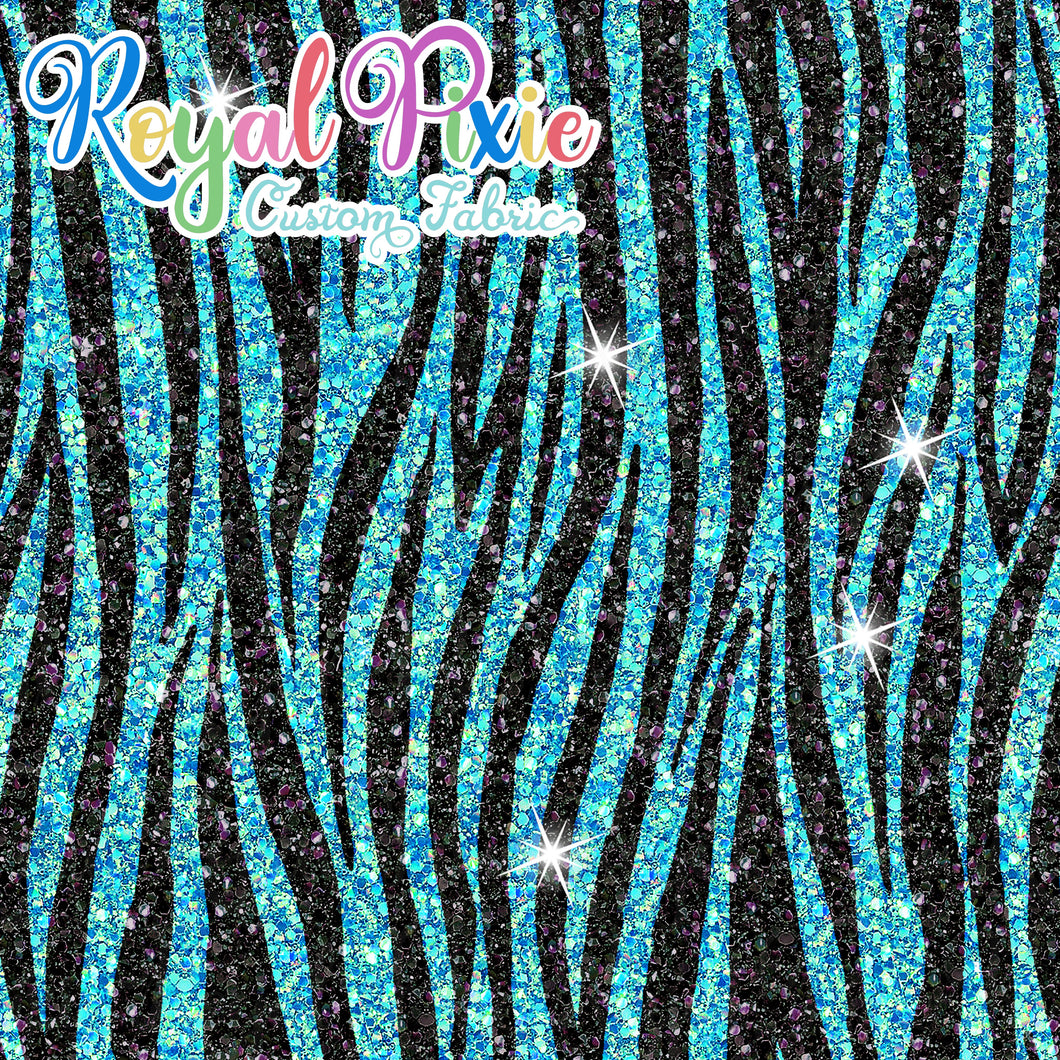 Permanent Preorder - Coords - Animal Prints - Glitter Zebra Blue