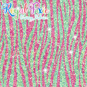 Permanent Preorder - Coords - Animal Prints - Glitter Zebra Pink and Green
