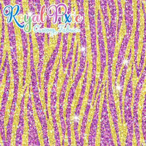Permanent Preorder - Coords - Animal Prints - Glitter Zebra Purple and Yellow