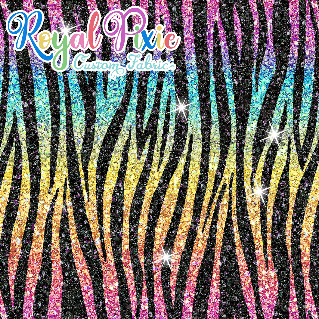 Permanent Preorder - Coords - Animal Prints - Glitter Zebra Rainbow Bright